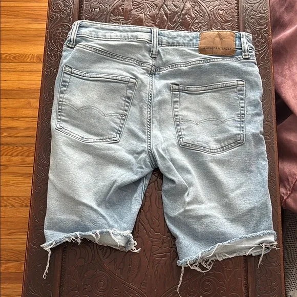 Distressed Light Blue Denim Shorts - Picture 4 of 8